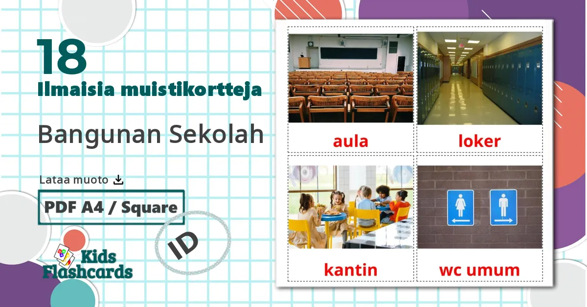 18 Bangunan Sekolah lasten kuvakortit