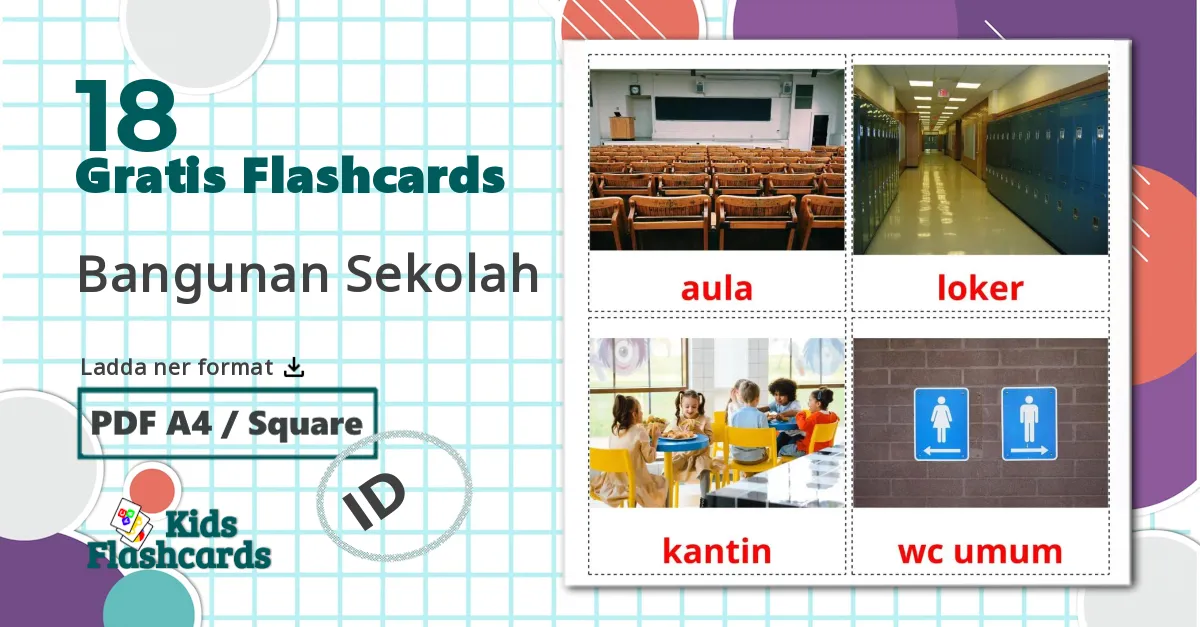 18 Bangunan Sekolah bildkort för barn