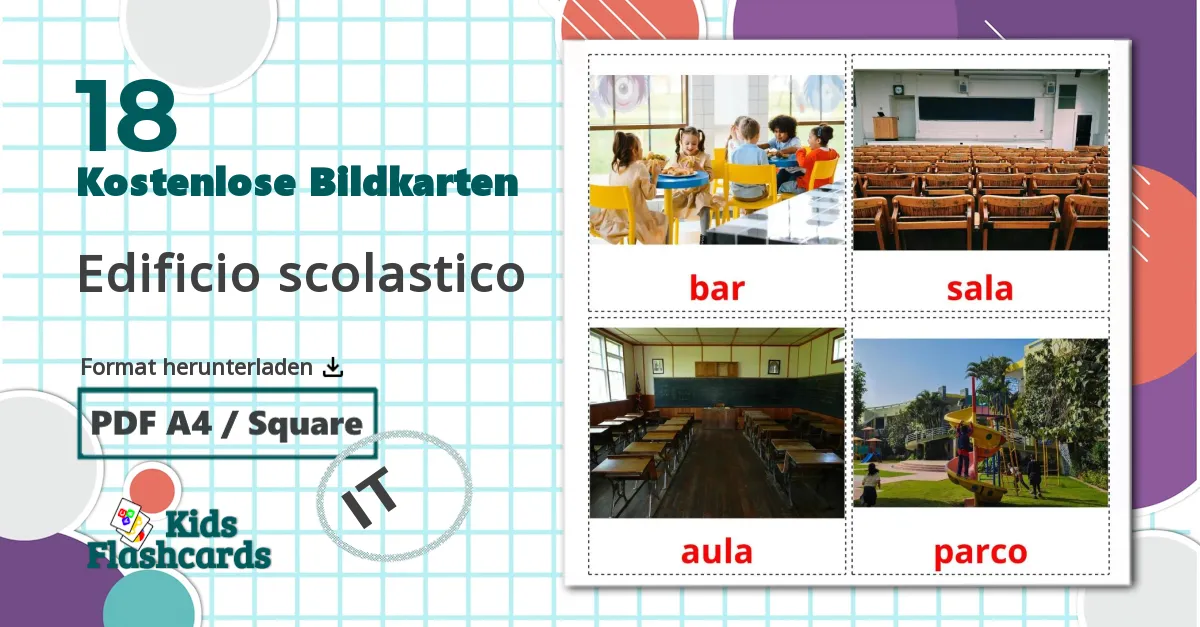 18 Bildkarten für Edificio scolastico