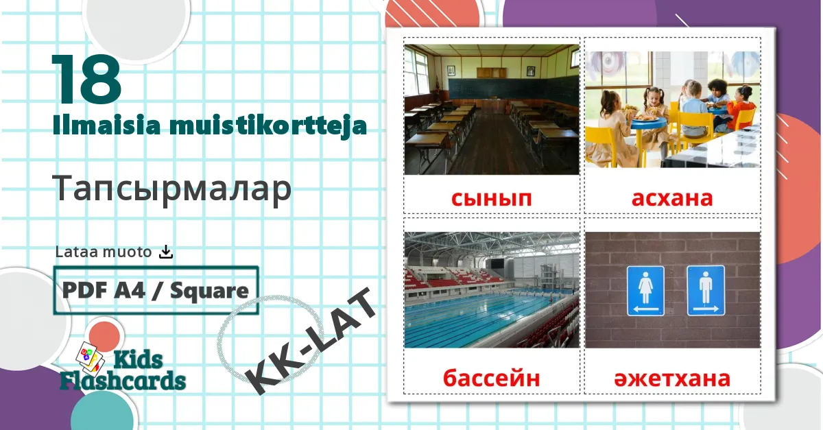 18 Koulurakennus lasten kuvakortit