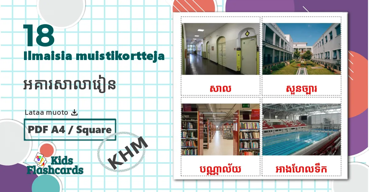 18 អគារសាលារៀន lasten kuvakortit