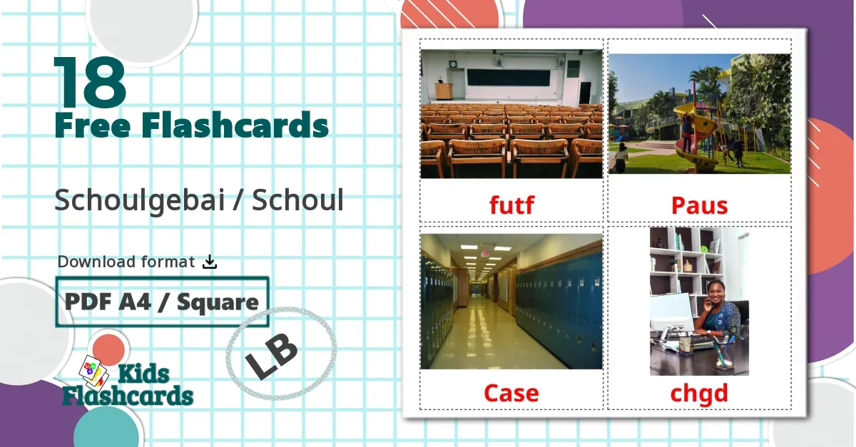 18 School building flashcards