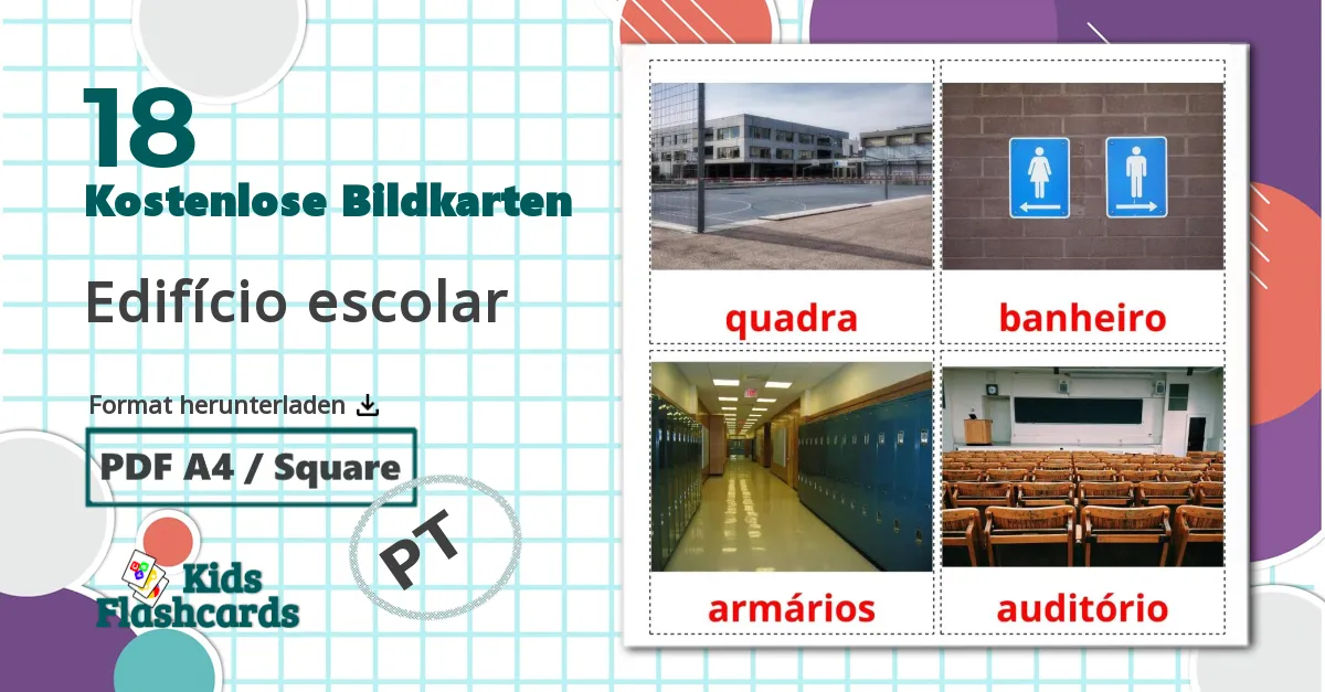 18 Bildkarten für Edifício escolar