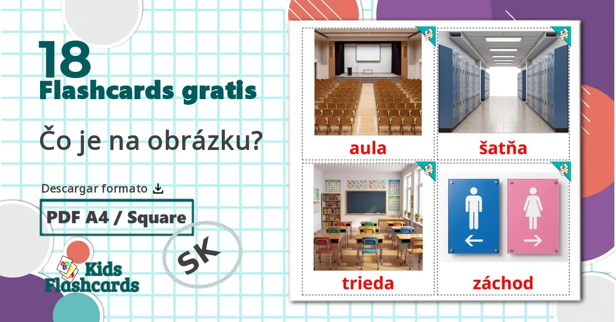18 tarjetas didacticas de Edificio escolar