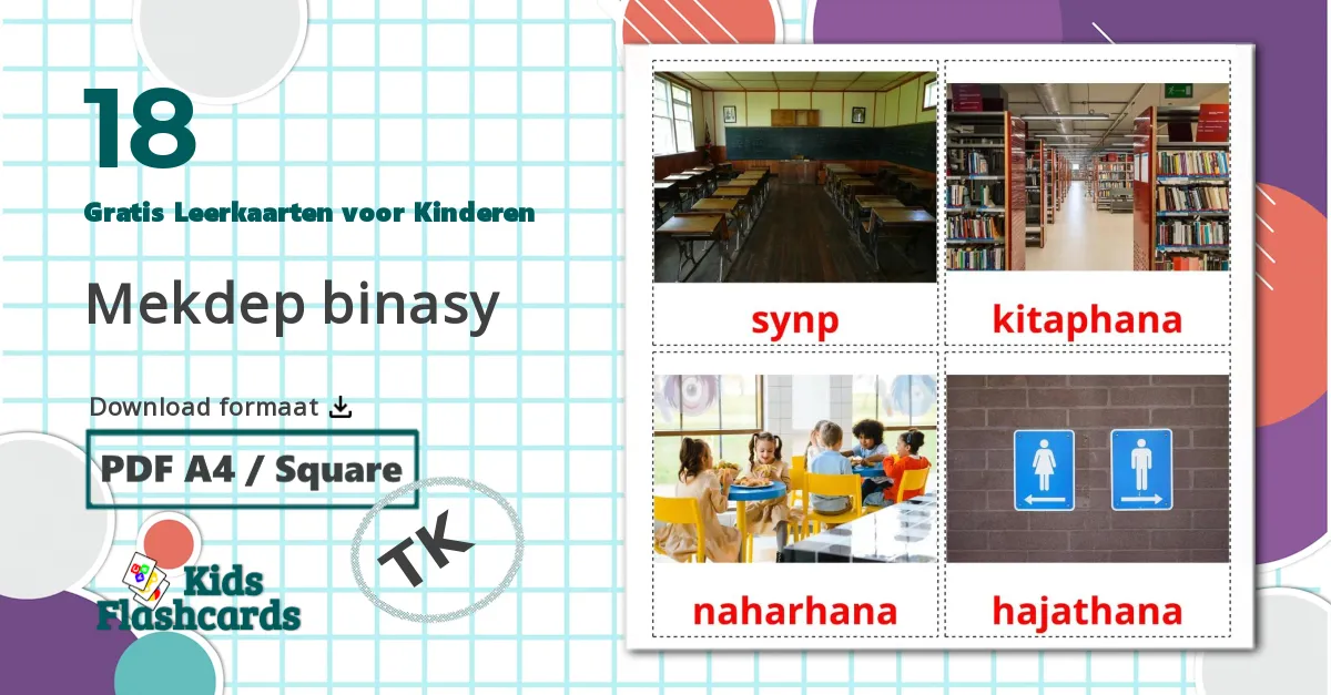 18 Mekdep binasy Leerkaarten voor kinderen