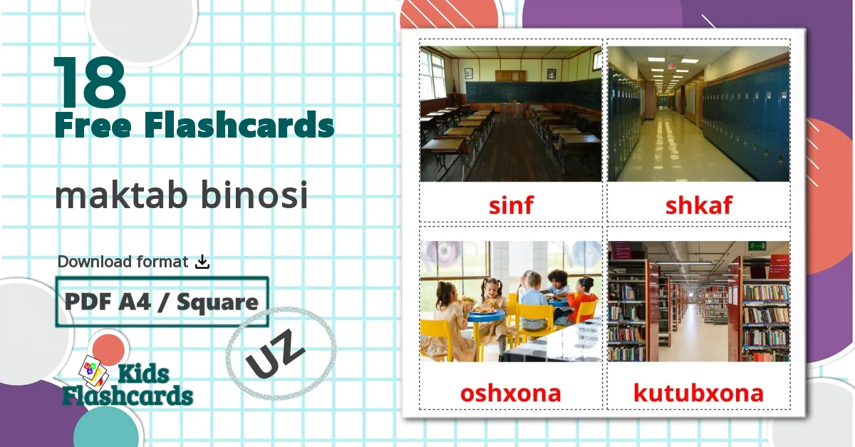 18 School building flashcards