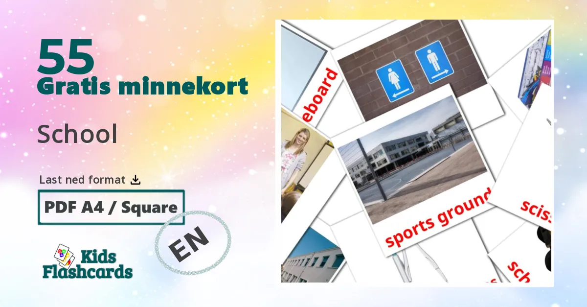 School bildekort for barn på engelsk