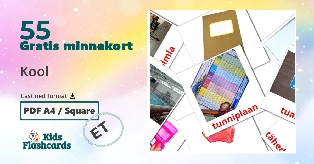 Kool bildekort for barn på estonisk