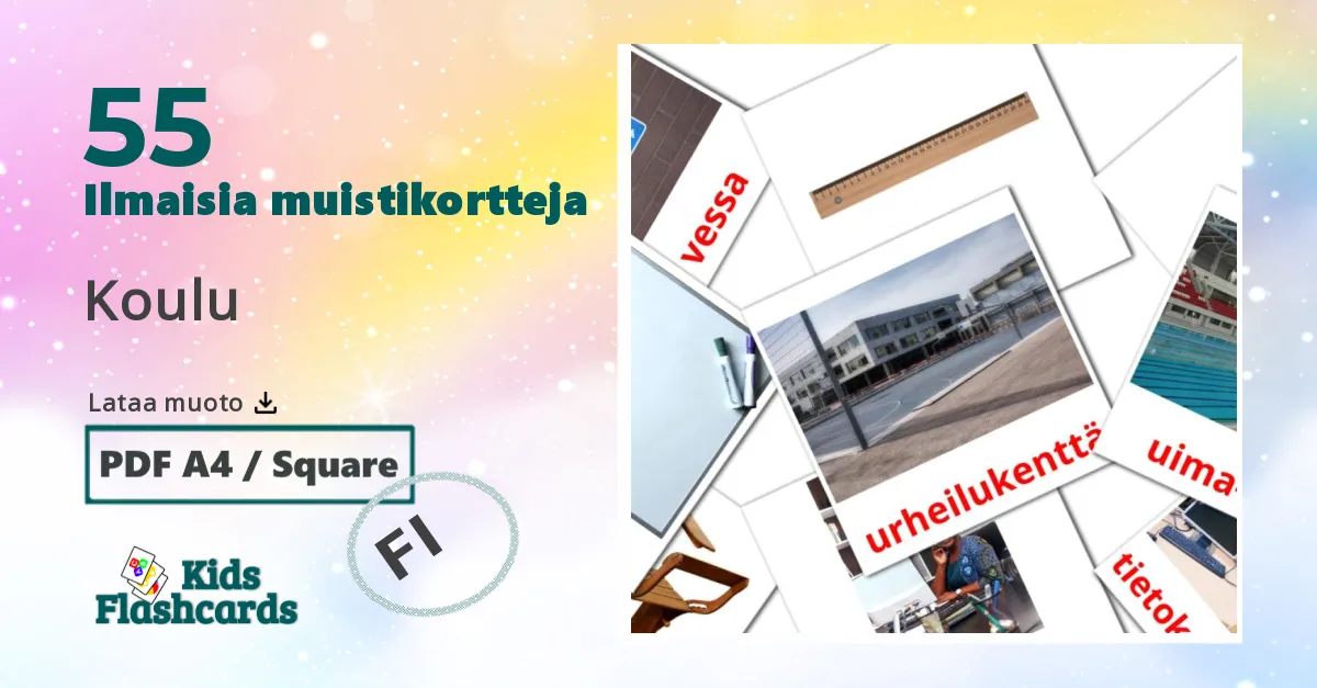 Koulu – lasten kuvakortit amharicksi sanastoon