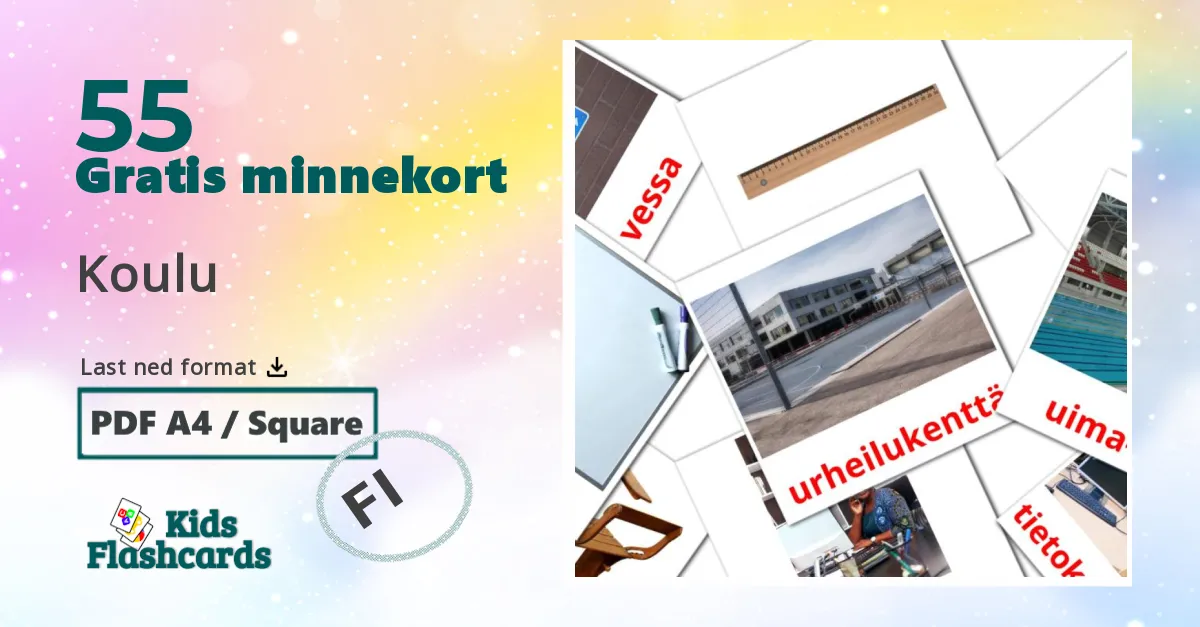 Koulu bildekort for barn på finsk