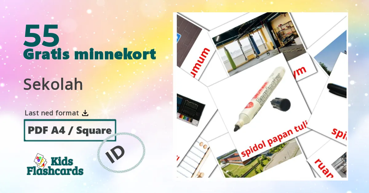 Sekolah bildekort for barn på indonesisk