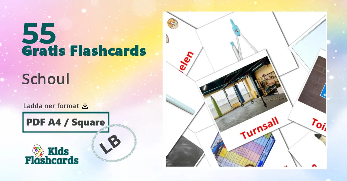 Skola bildkort för barn