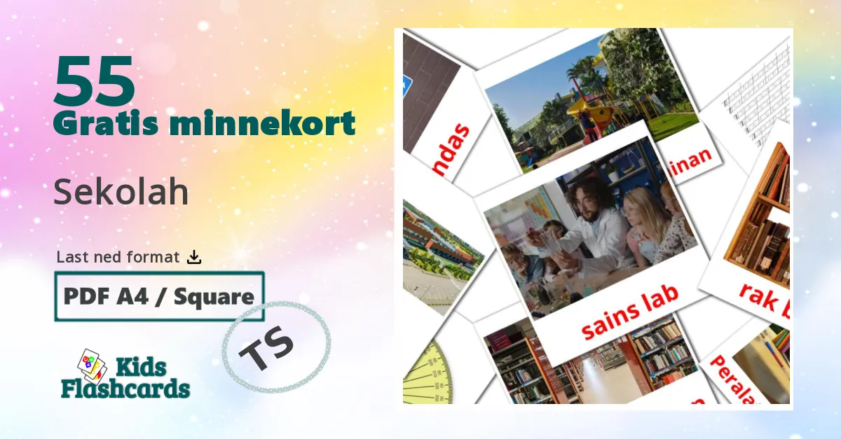 55 Sekolah bildekort