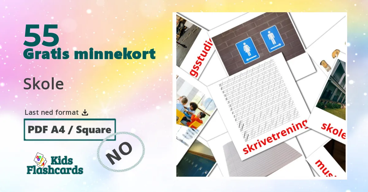Skole bildekort for barn på norsk