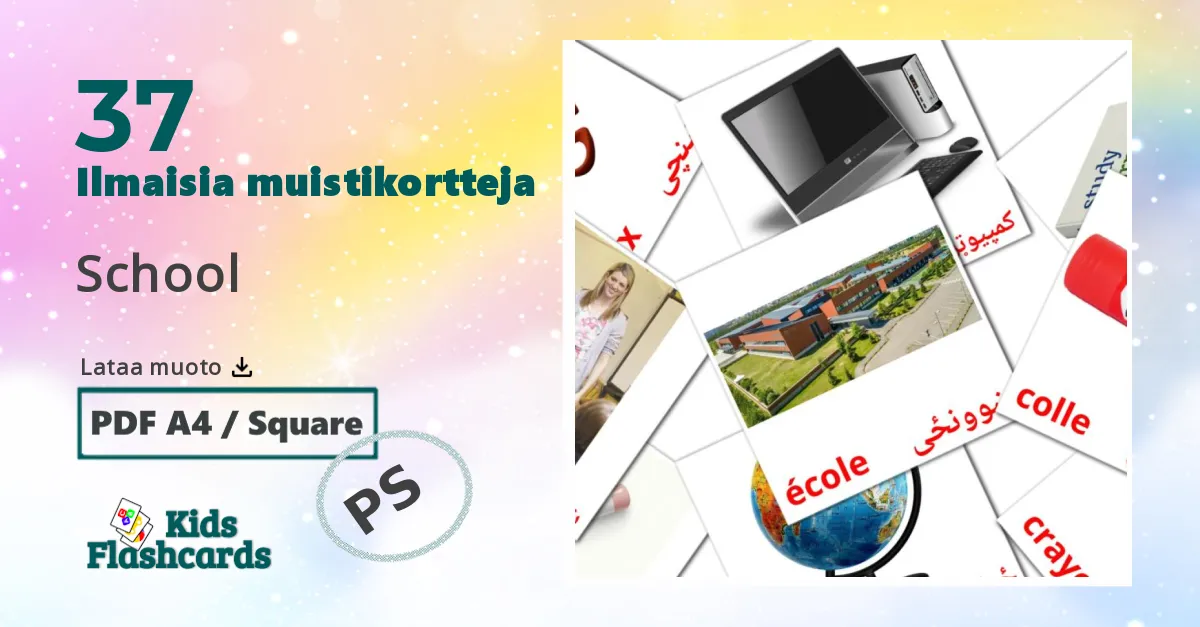 Koulu lasten kuvakortit