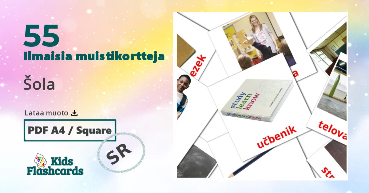 Šola – lasten kuvakortit serbiaksi sanastoon