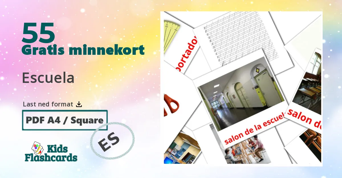 Escuela bildekort for barn på spansk