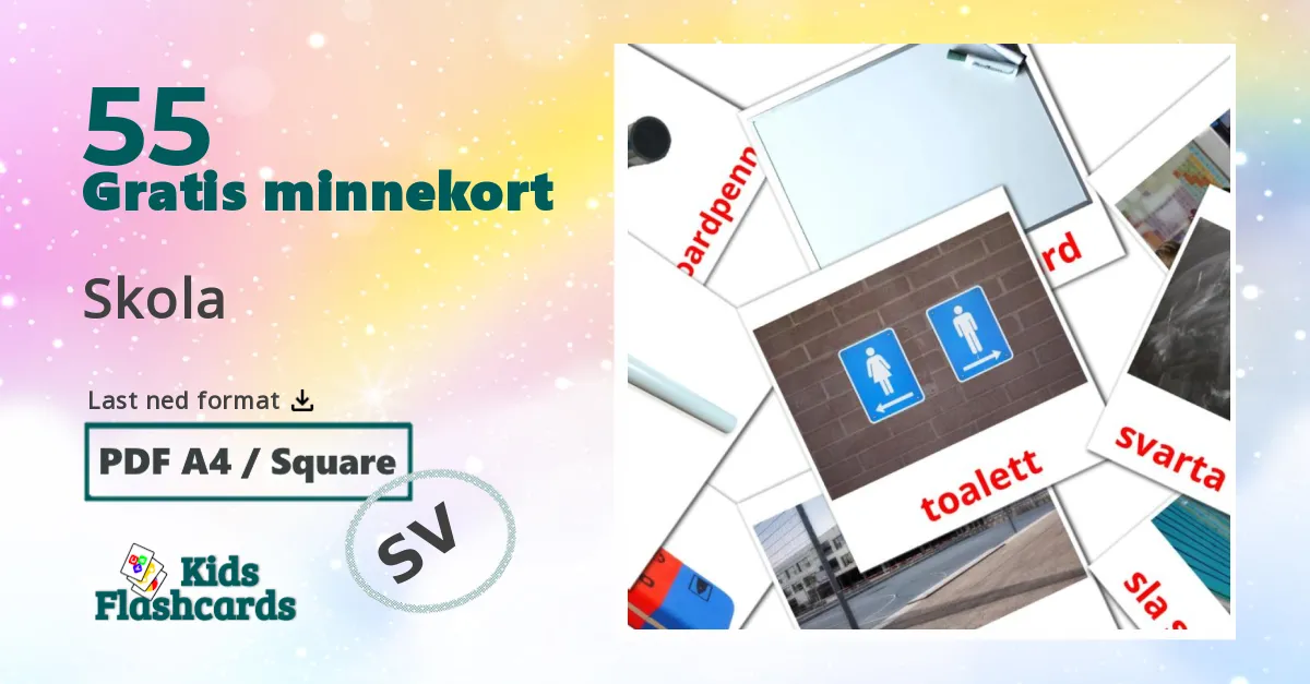 Skola bildekort for barn på svensk