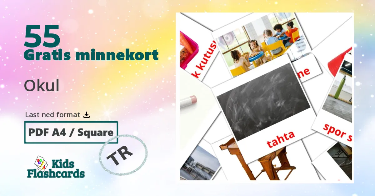 Okul bildekort for barn på turkisk