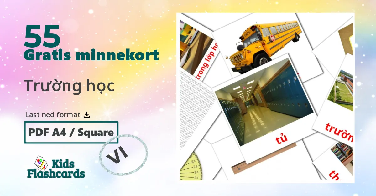 Trường học bildekort for barn på vietnamesisk