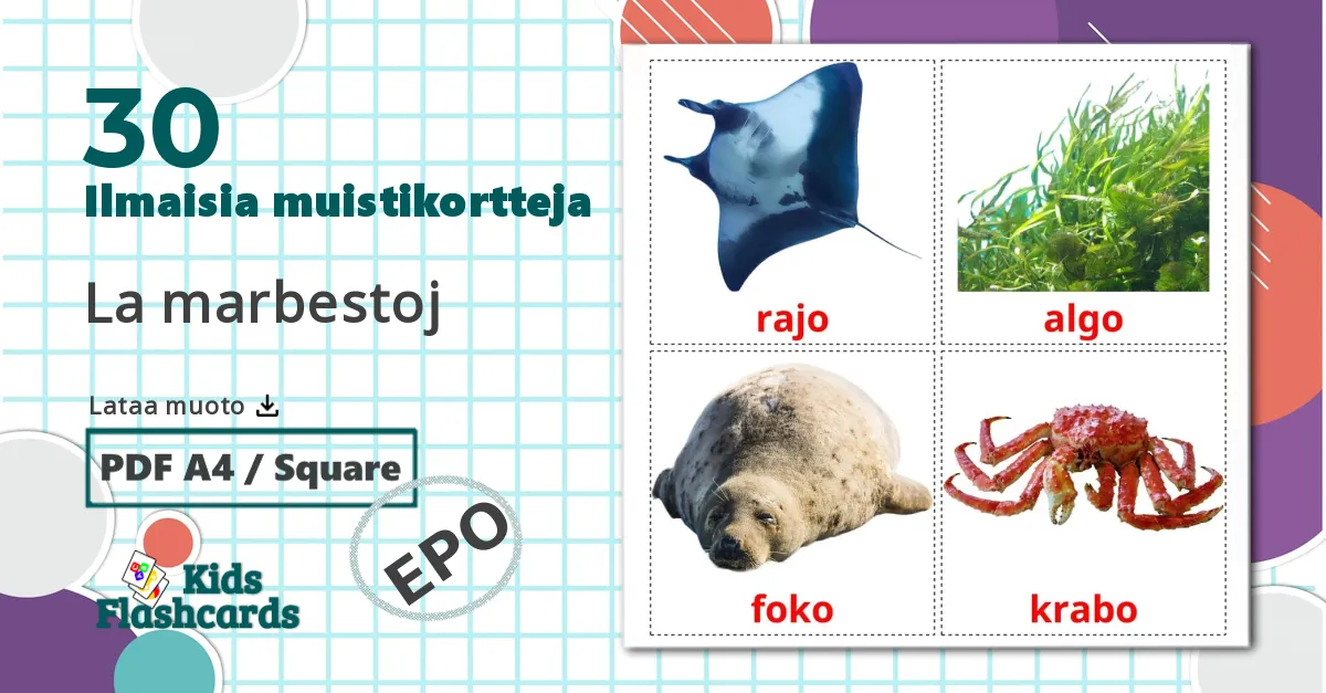30 La marbestoj lasten kuvakortit