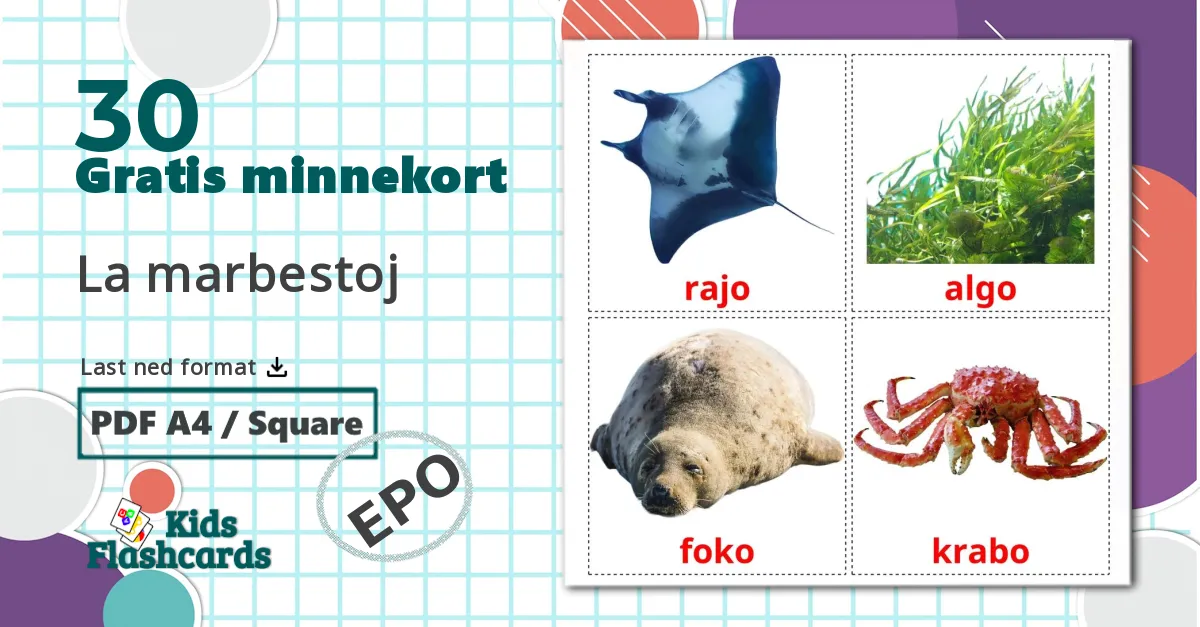 30 La marbestoj bildekort