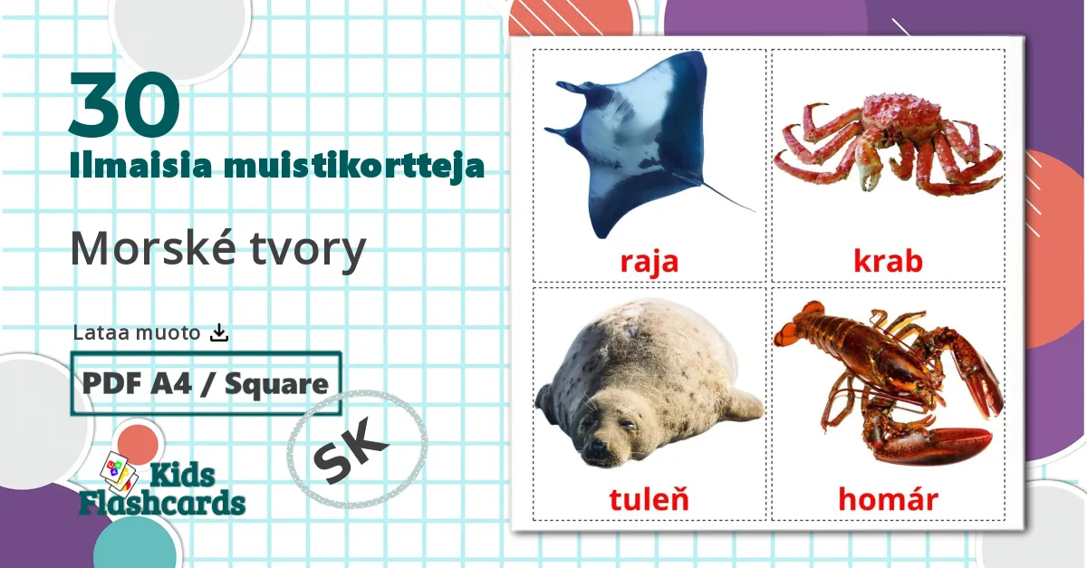 30 Morské tvory lasten kuvakortit