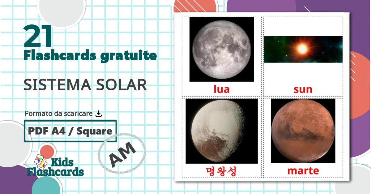 21 flashcards di Sistema solare