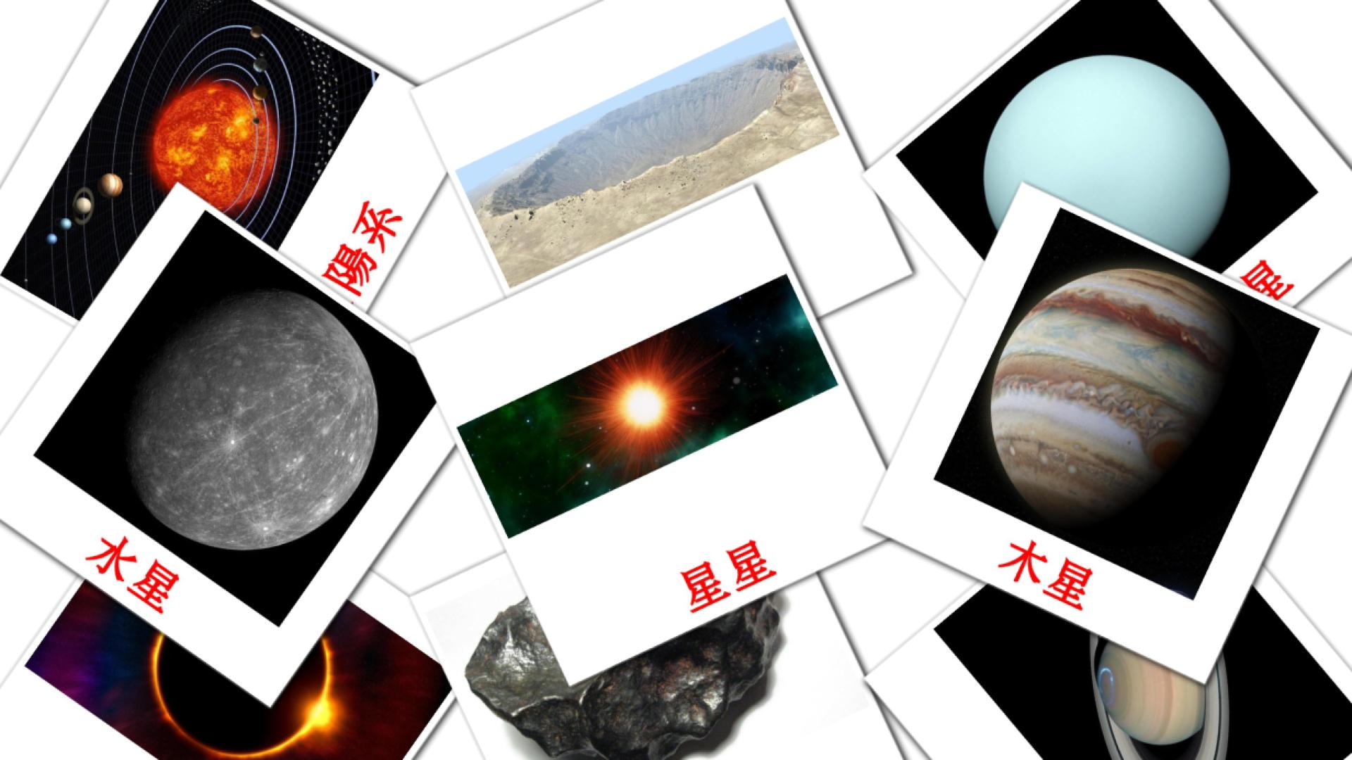 21 tarjetas didacticas de 太陽系