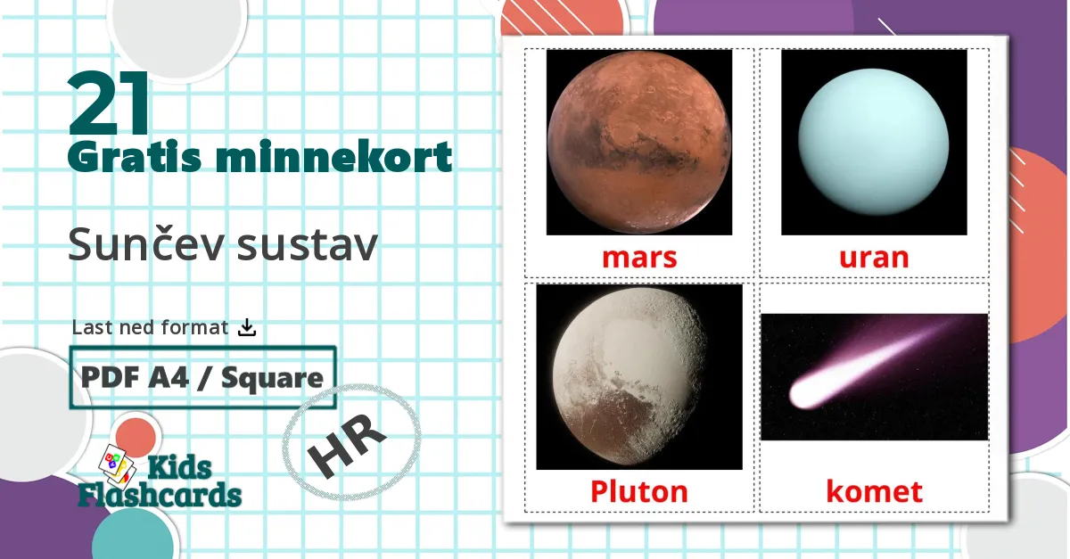 21 Sunčev sustav bildekort