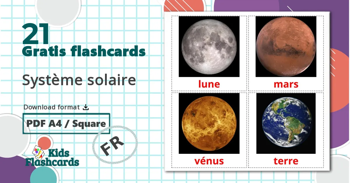 21 Système solaire billedkort for børn