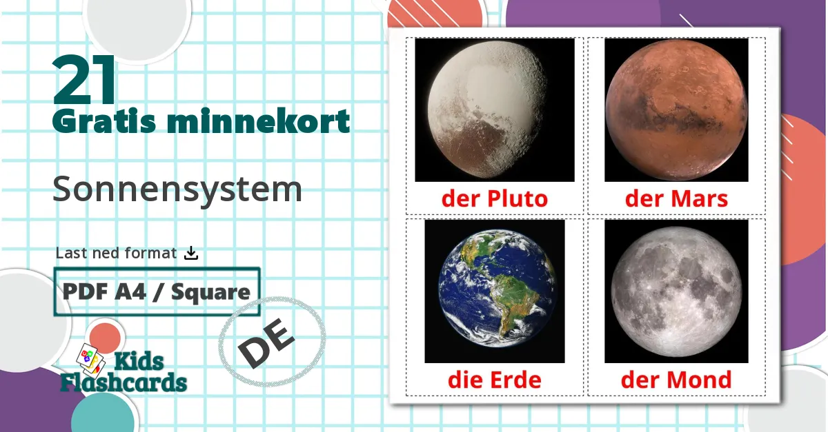 21 Sonnensystem bildekort