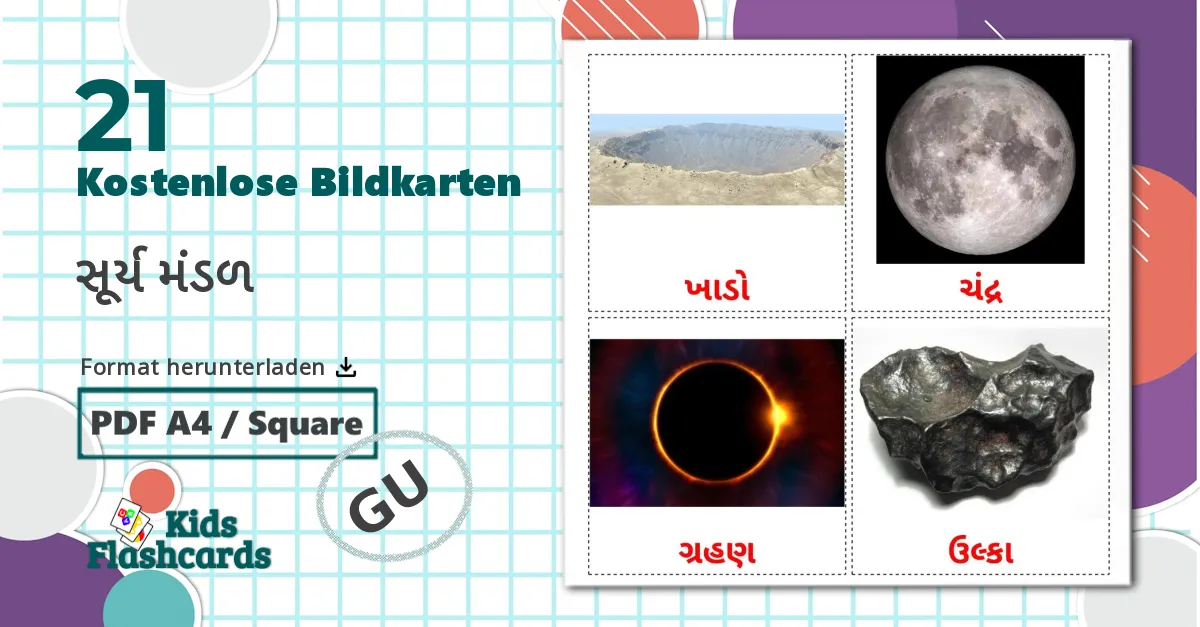 21 Bildkarten für Sonnensystem
