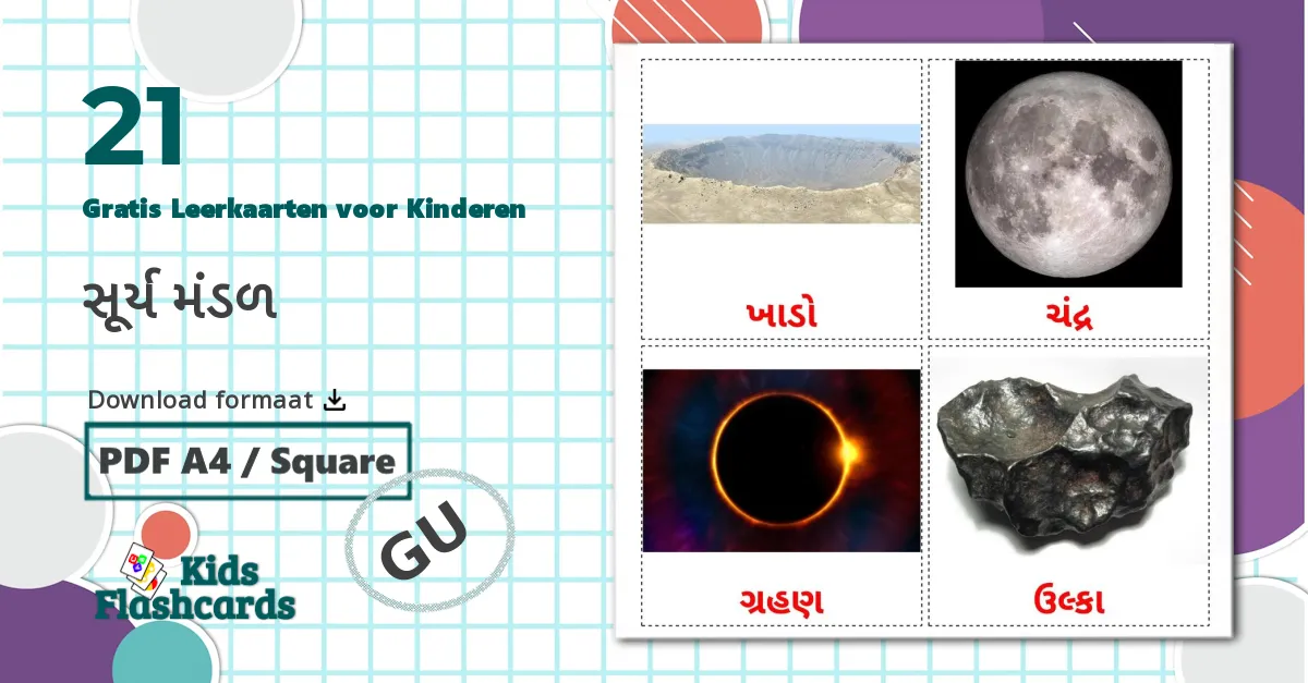 21 Zonnestelsel Leerkaarten voor kinderen