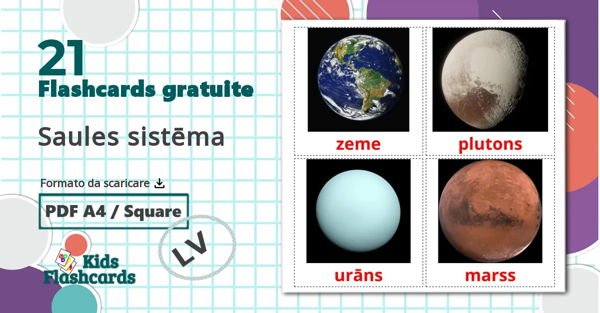 21 flashcards di Saules sistēma