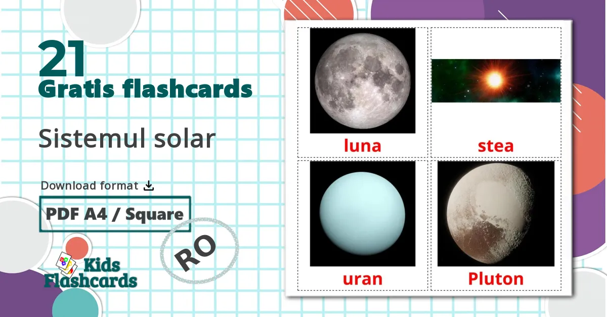 21 Sistemul solar billedkort for børn