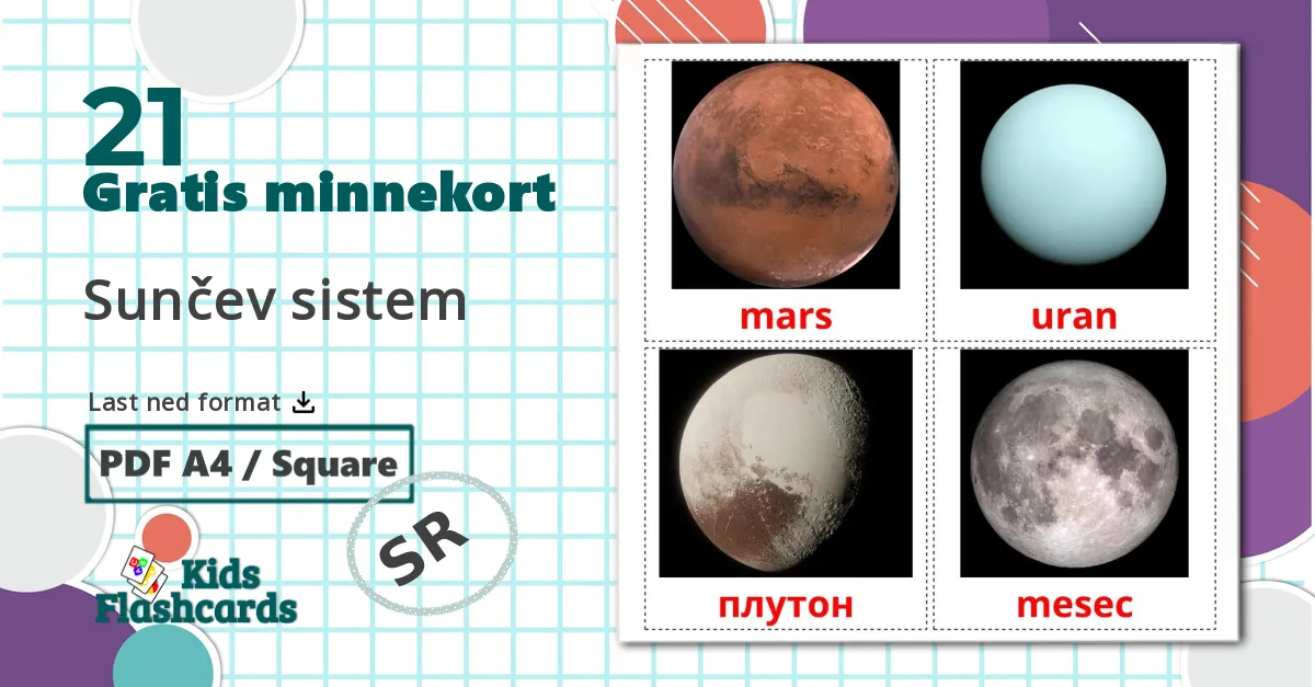 21 Sunčev sistem bildekort