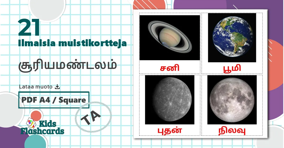 21 சூரியமண்டலம் lasten kuvakortit
