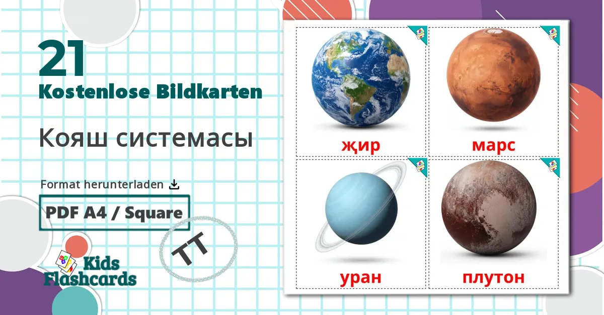 21 Bildkarten für Sonnensystem
