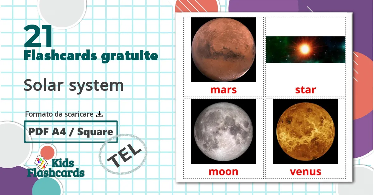 21 flashcards di Sistema solare