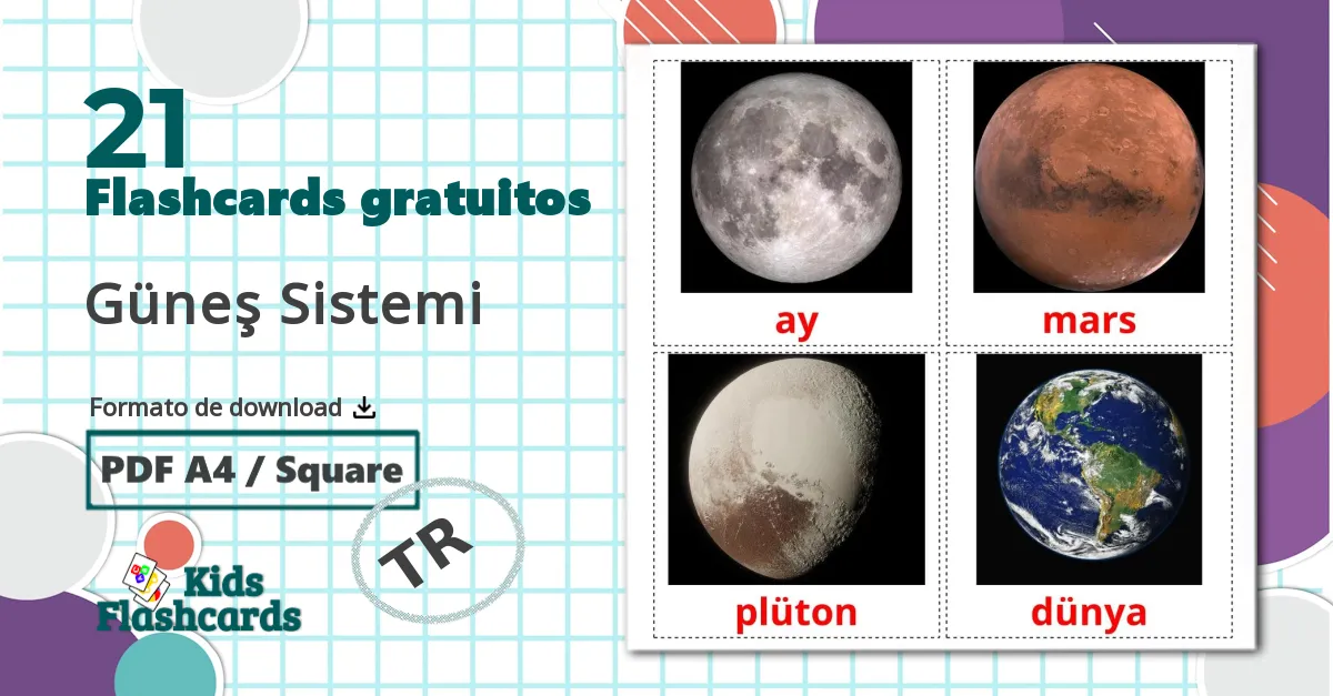 21 Flashcards de Güneş Sistemi