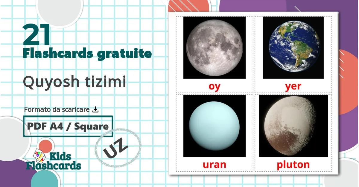 21 flashcards di Sistema solare