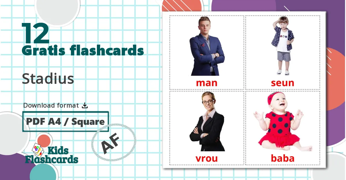 Livsfaser - afrikaans ordforrådskort