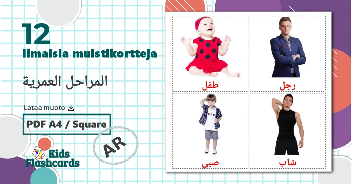 12 المراحل العمرية lasten kuvakortit