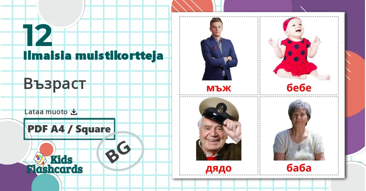 12 Възраст lasten kuvakortit