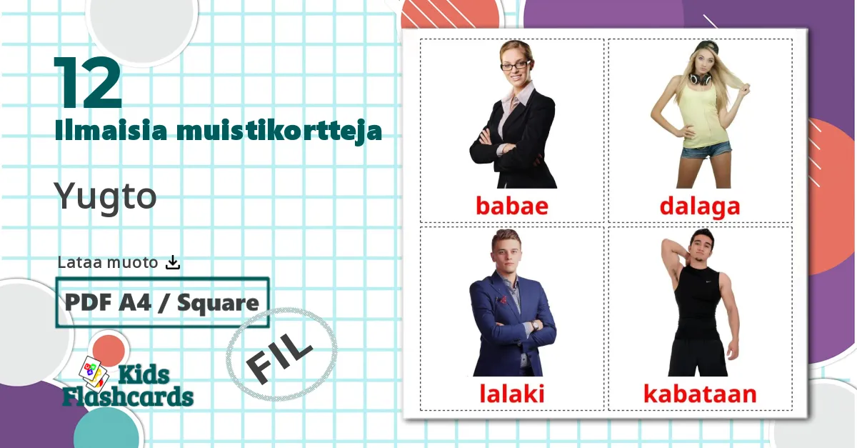 12 Yugto lasten kuvakortit