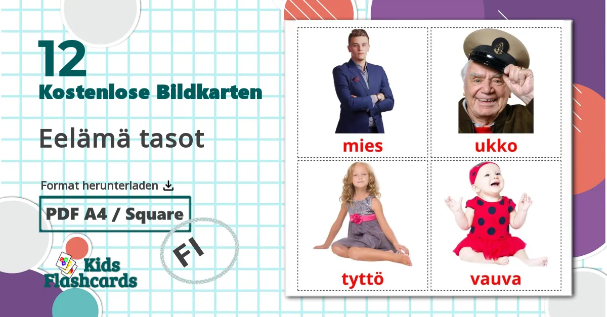 12 Bildkarten für Eelämä tasot