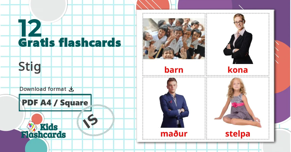 12 Livsfaser billedkort for børn