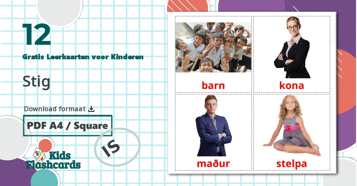 12 Fasen Leerkaarten voor kinderen