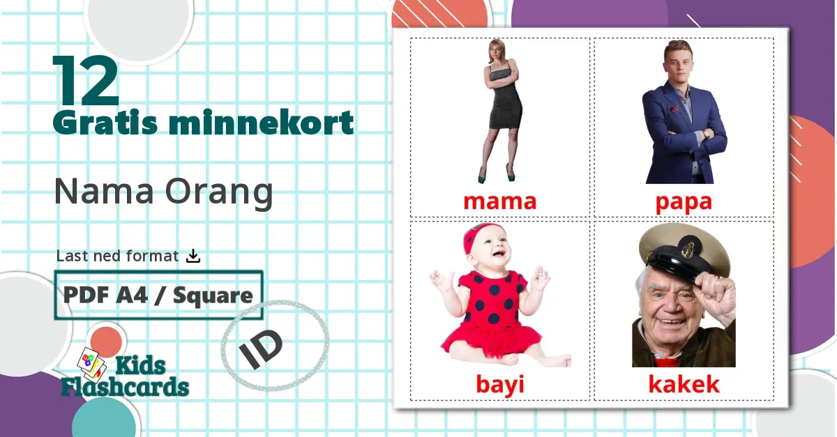 12 Nama Orang bildekort